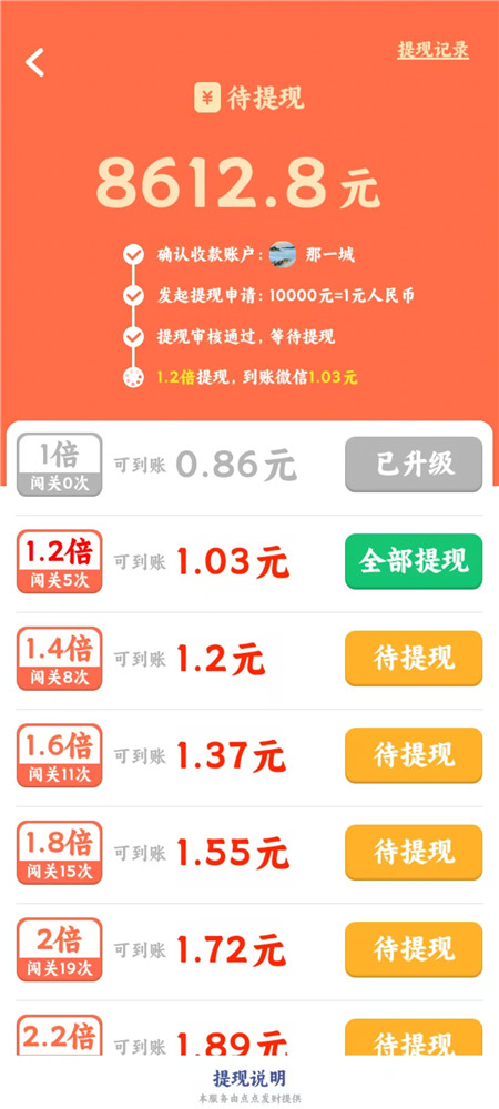 《点点发财》小游戏赚钱么？第五关完成可以100%提现么？配图