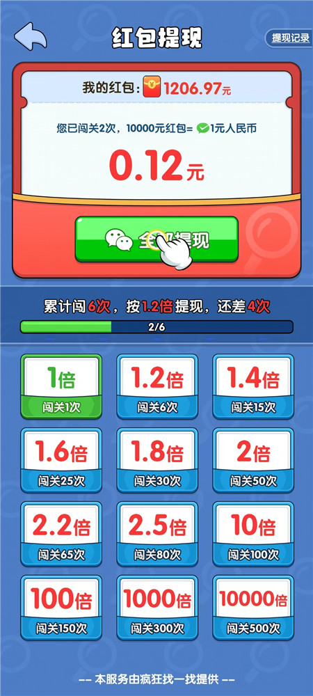 玩找茬类小游戏赚钱版靠谱么?《疯狂找一找》完成10关能提多少?配图 玩找茬类小游戏赚钱版靠谱么?《疯狂找一找》完成10关能提多少?配图